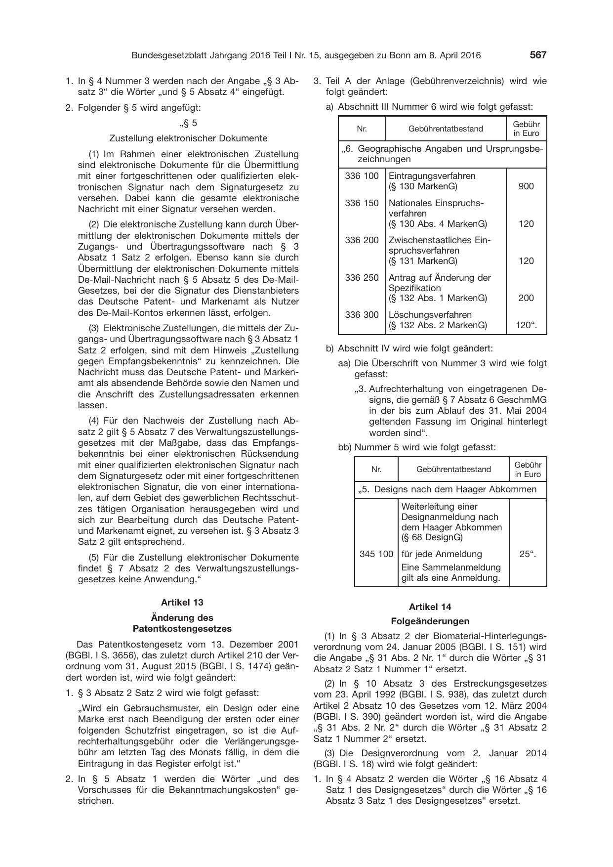 BGBl. 2016, Seite 567 — Originalseite als Abbildung