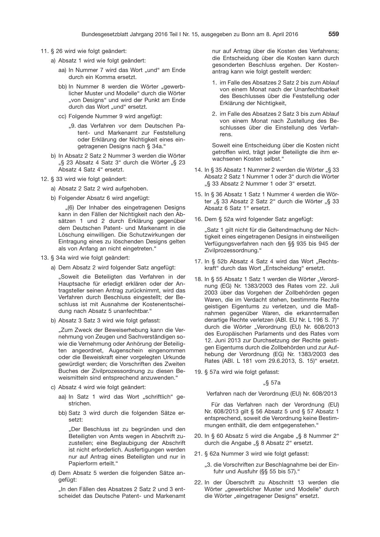 BGBl. 2016, Seite 559 — Originalseite als Abbildung