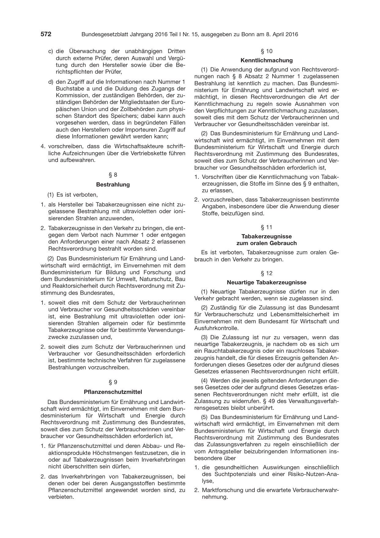 BGBl. 2016, Seite 572 — Originalseite als Abbildung