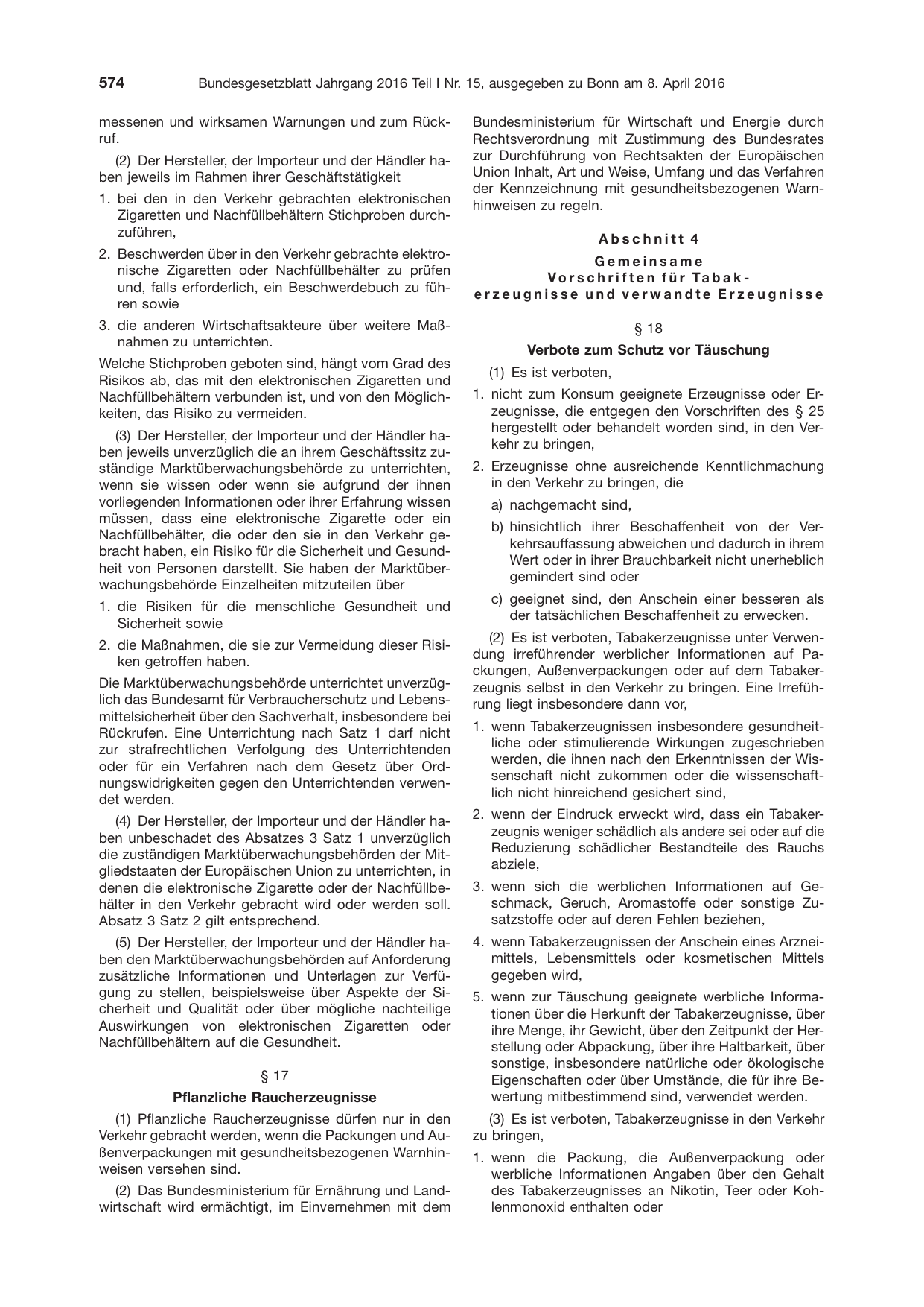 BGBl. 2016, Seite 574 — Originalseite als Abbildung