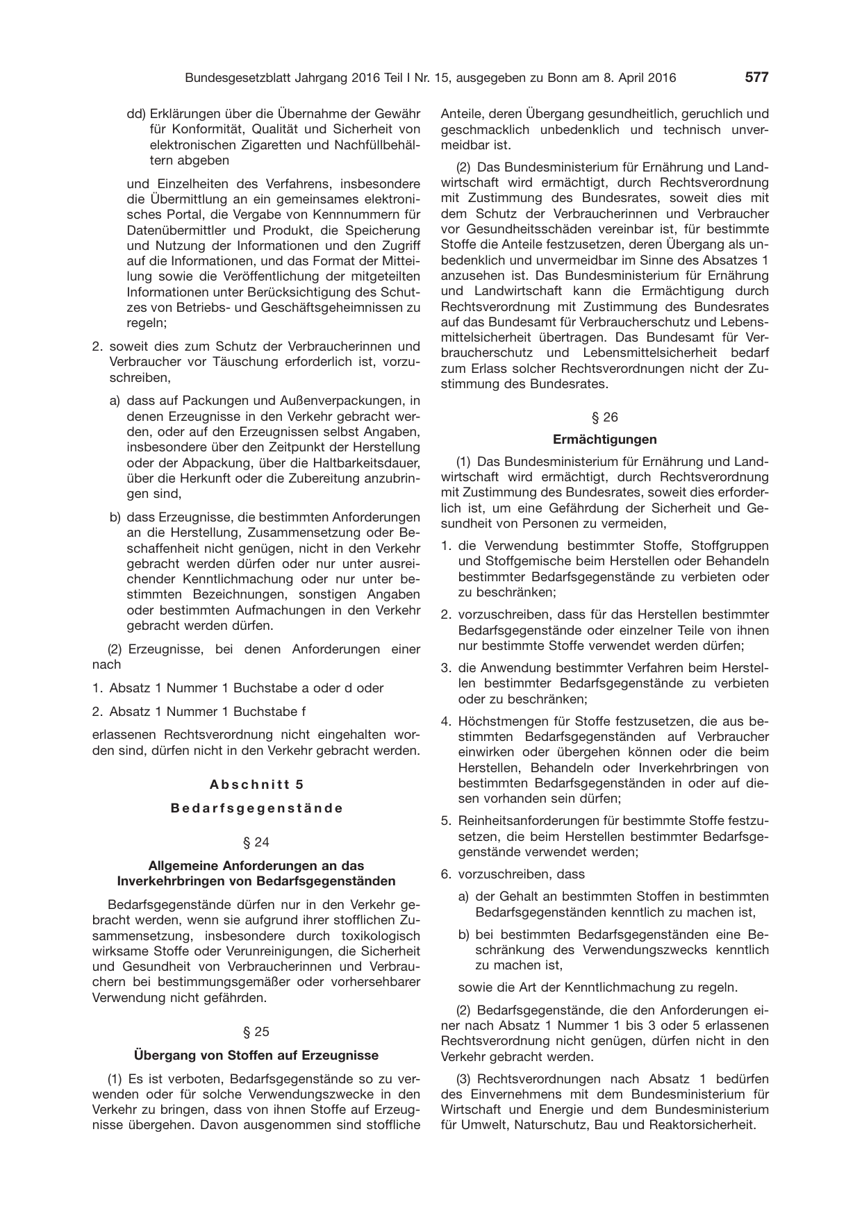 BGBl. 2016, Seite 577 — Originalseite als Abbildung