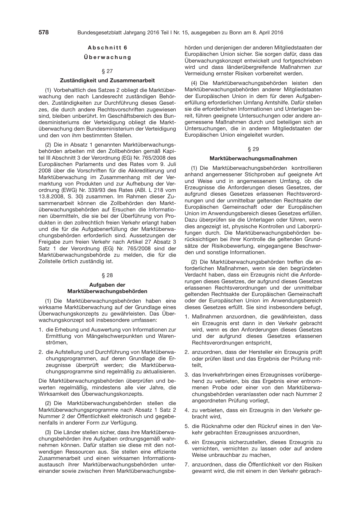 BGBl. 2016, Seite 578 — Originalseite als Abbildung
