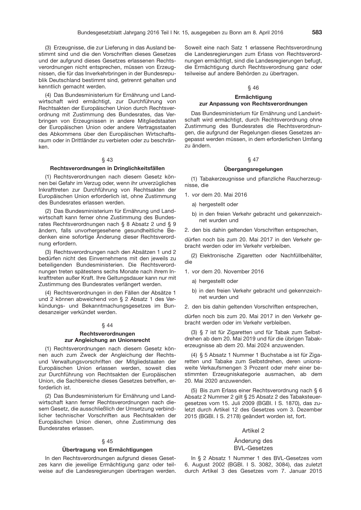 BGBl. 2016, Seite 583 — Originalseite als Abbildung