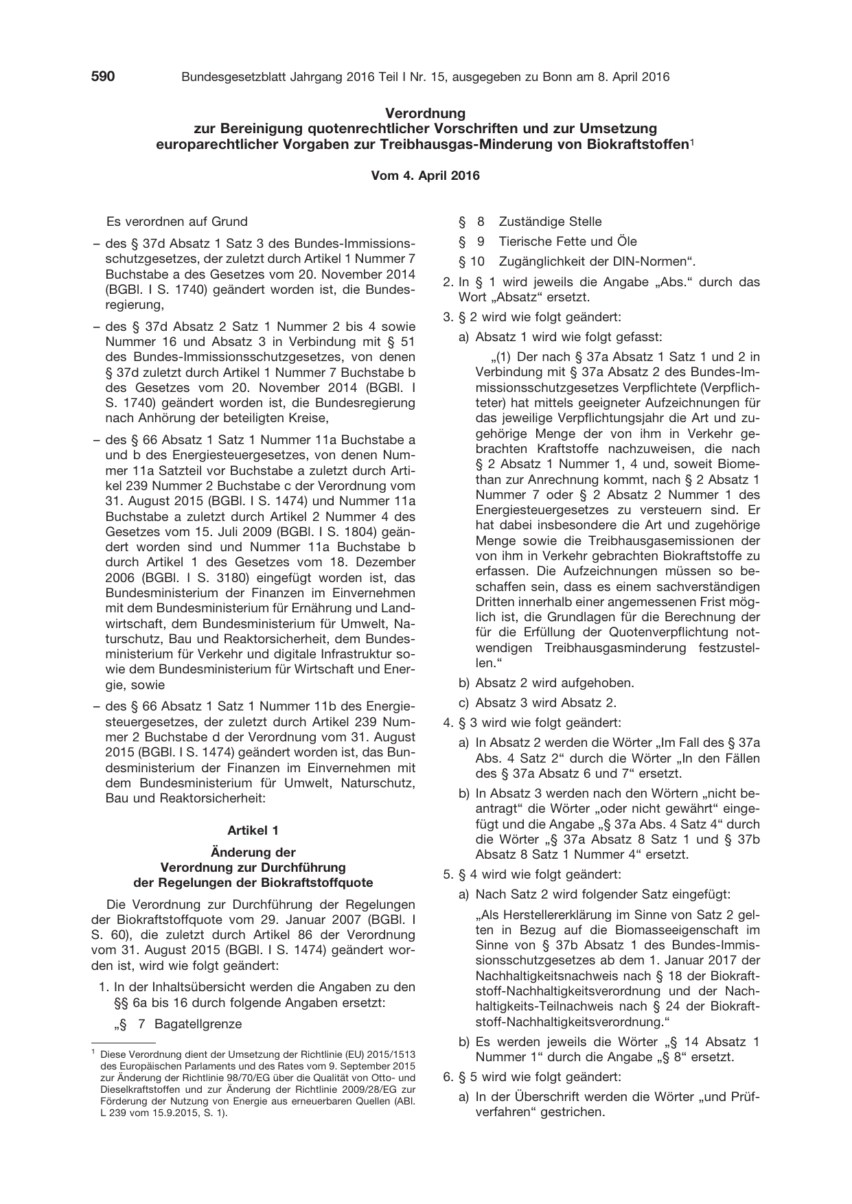 BGBl. 2016, Seite 590 — Originalseite als Abbildung