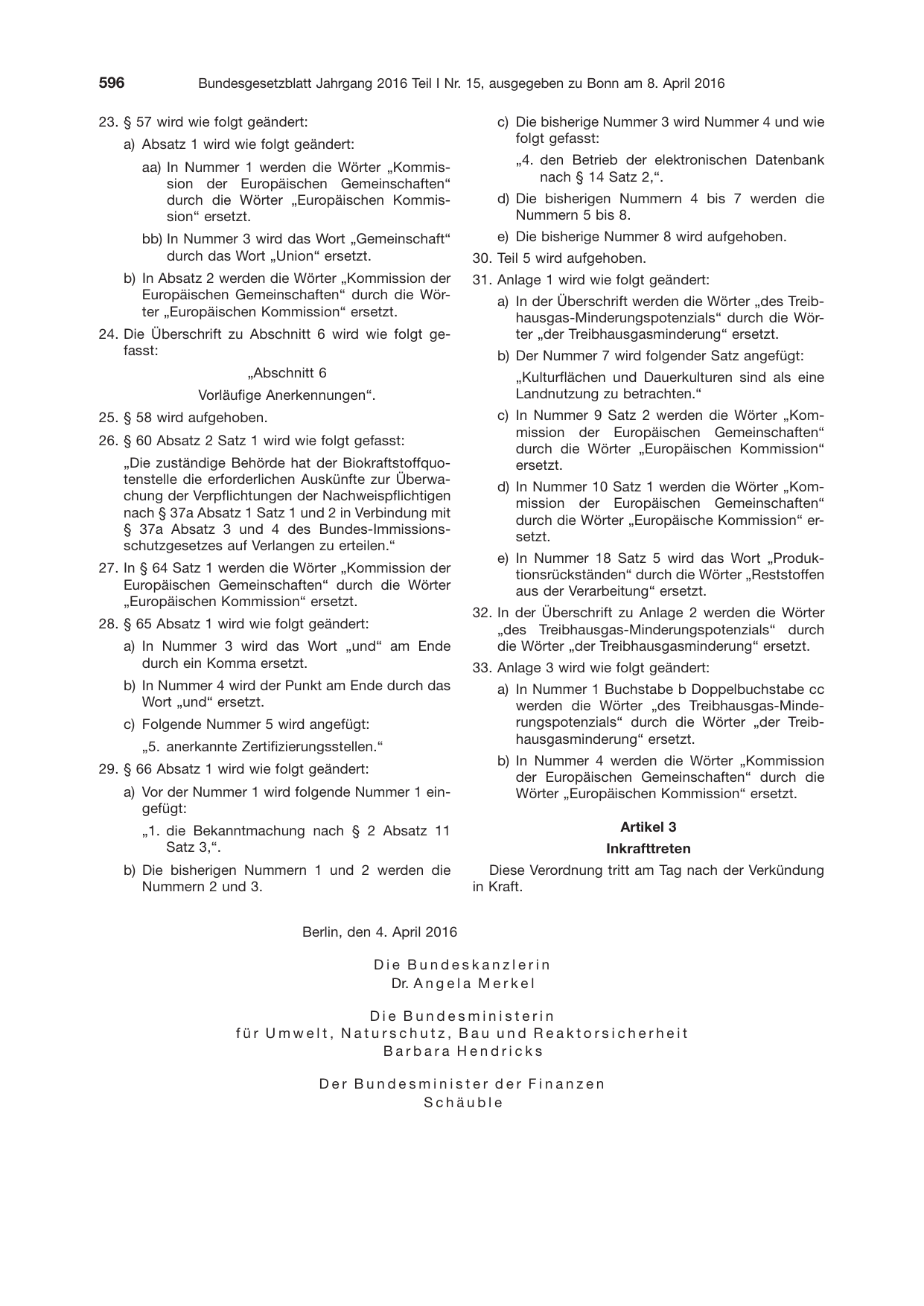 BGBl. 2016, Seite 596 — Originalseite als Abbildung