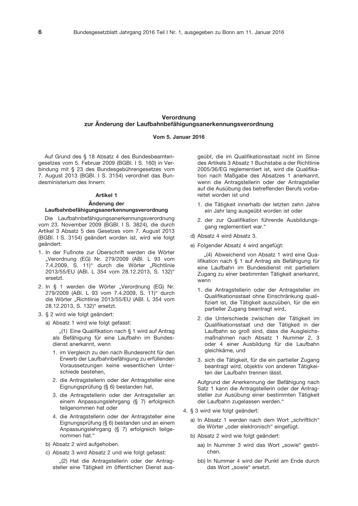 BGBl. 2016, Seite 6 — Originalseite als Abbildung