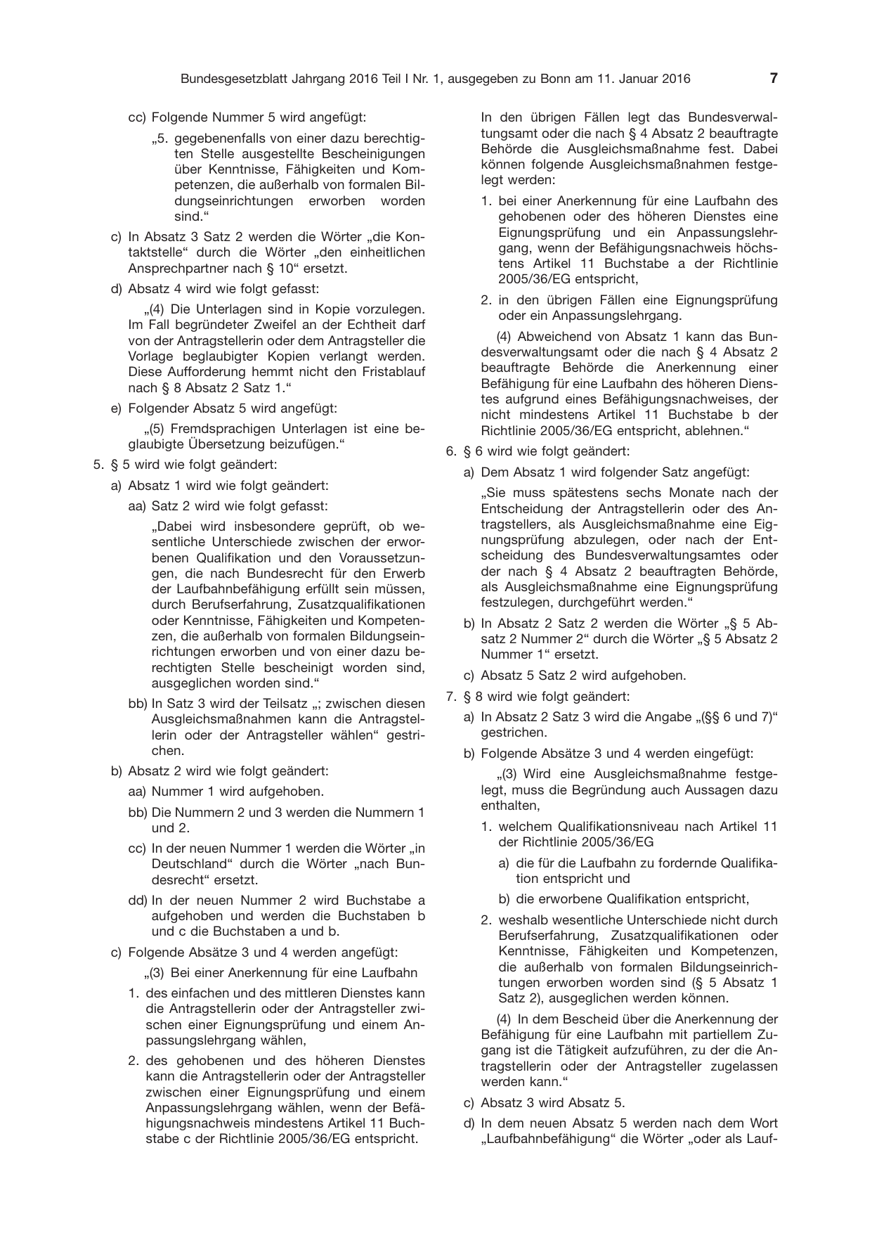 BGBl. 2016, Seite 7 — Originalseite als Abbildung