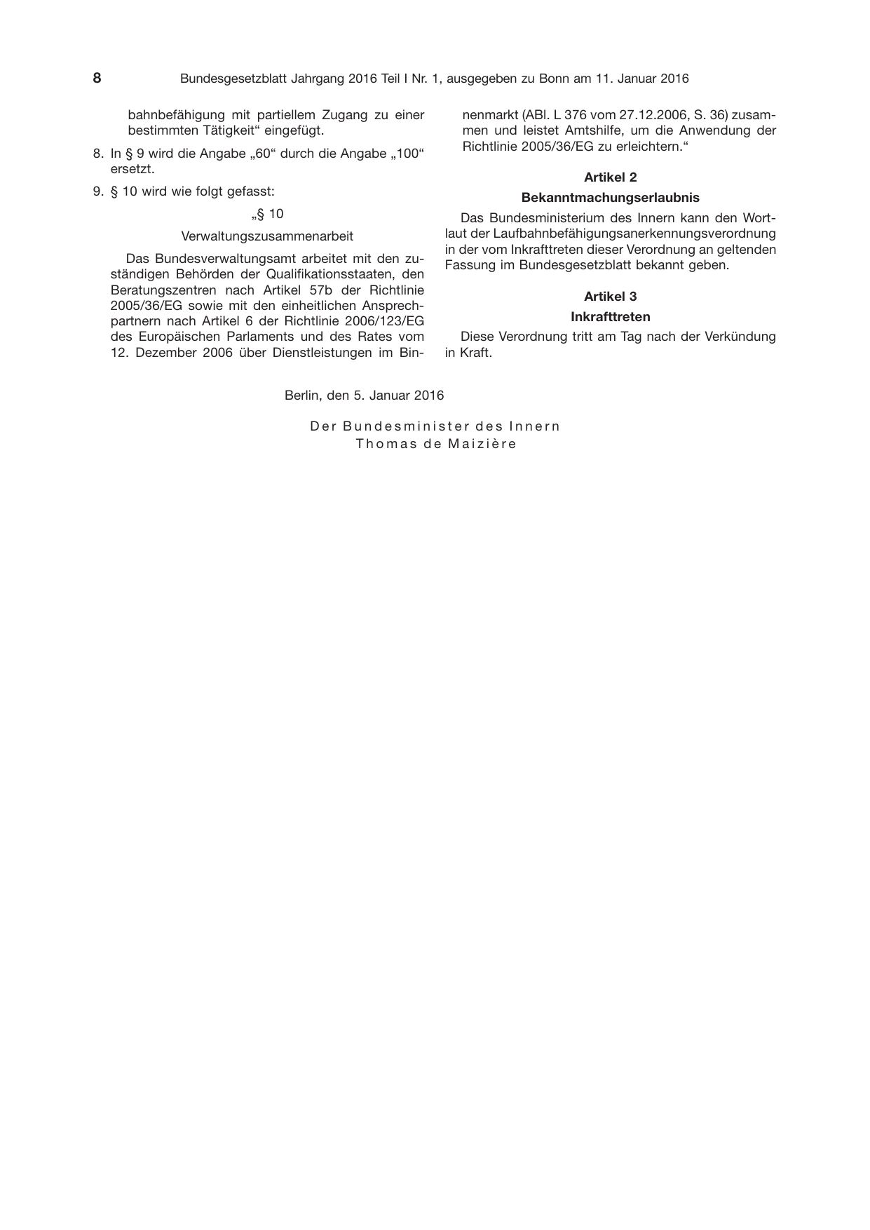 BGBl. 2016, Seite 8 — Originalseite als Abbildung