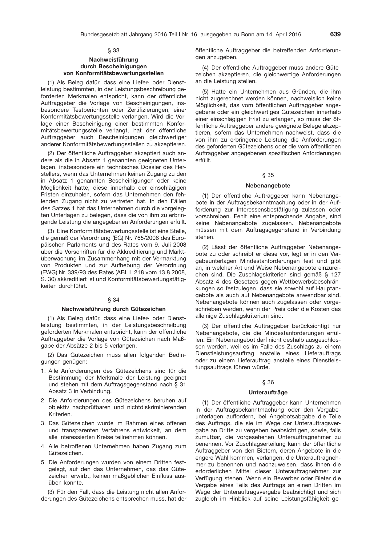 BGBl. 2016, Seite 639 — Originalseite als Abbildung