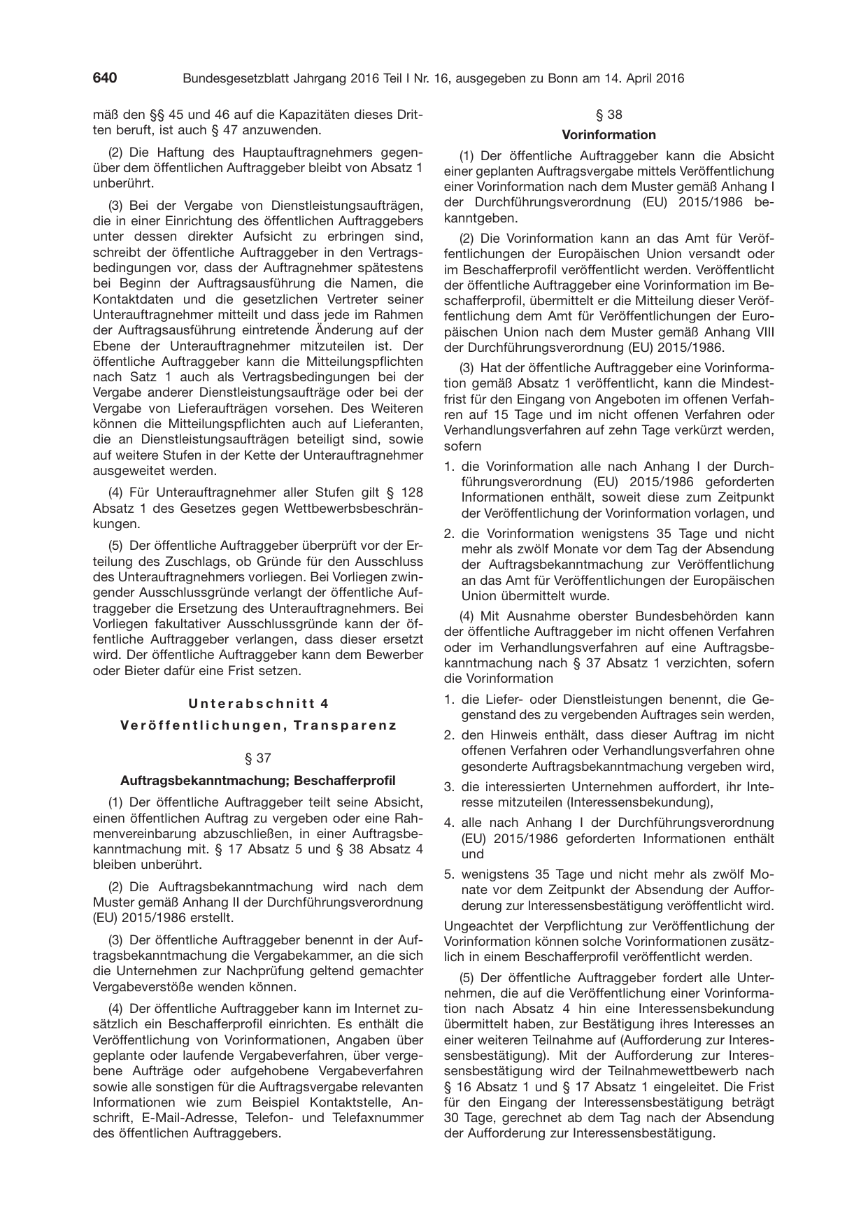 BGBl. 2016, Seite 640 — Originalseite als Abbildung