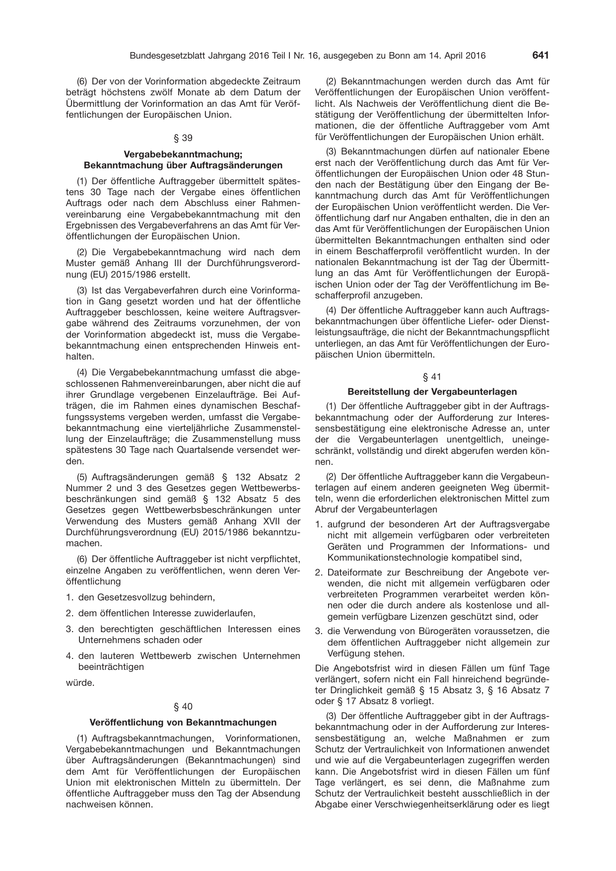 BGBl. 2016, Seite 641 — Originalseite als Abbildung