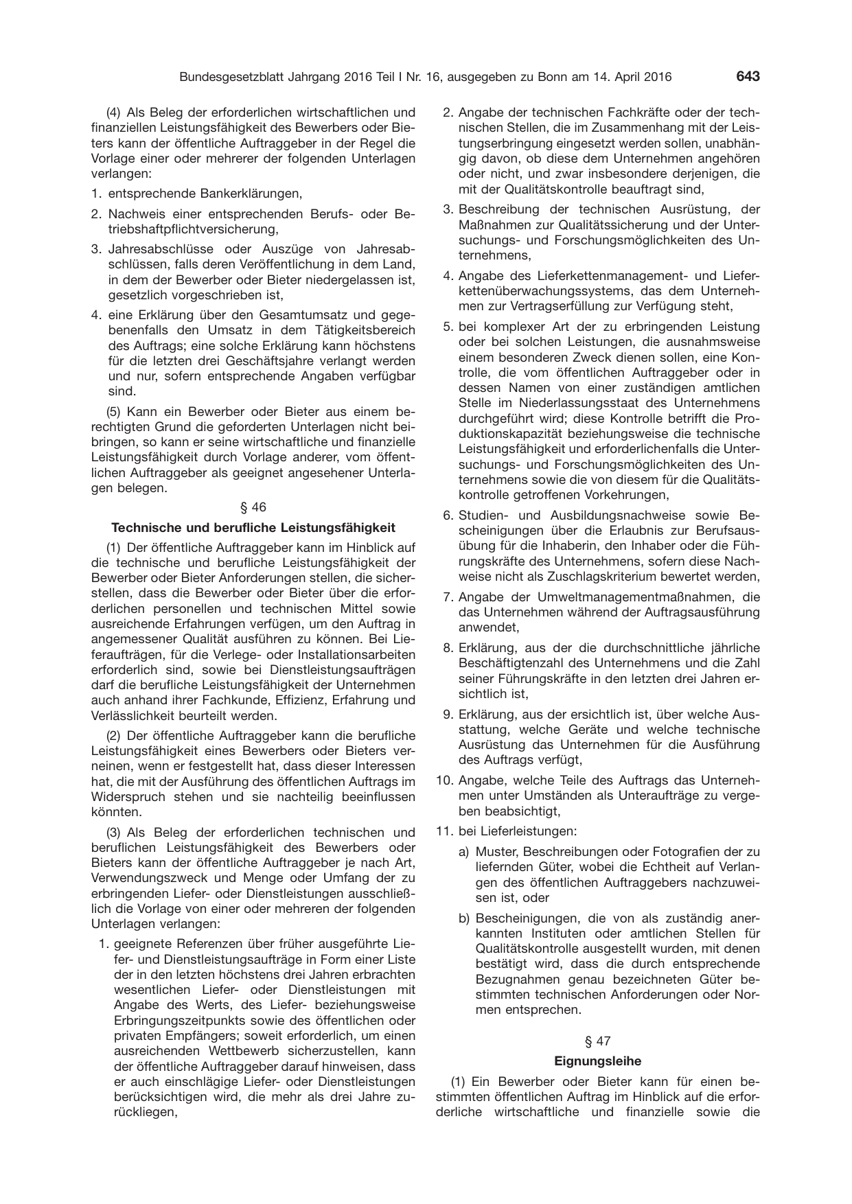 BGBl. 2016, Seite 643 — Originalseite als Abbildung