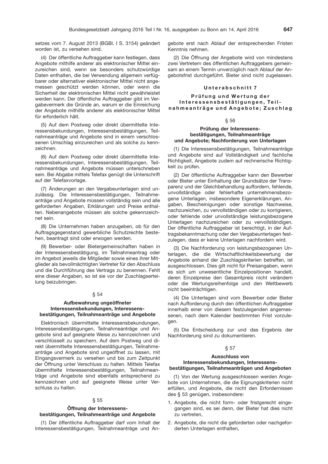 BGBl. 2016, Seite 647 — Originalseite als Abbildung