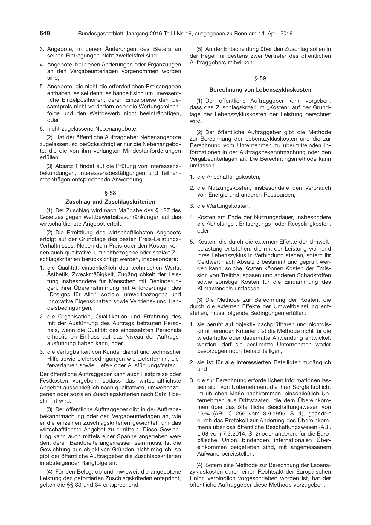 BGBl. 2016, Seite 648 — Originalseite als Abbildung
