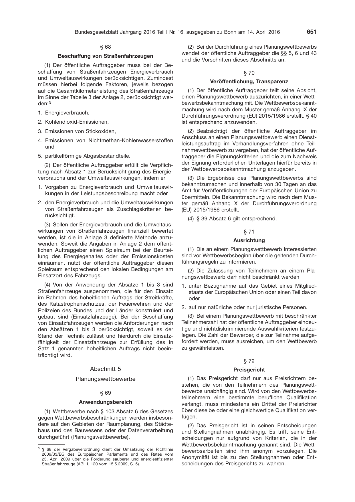 BGBl. 2016, Seite 651 — Originalseite als Abbildung