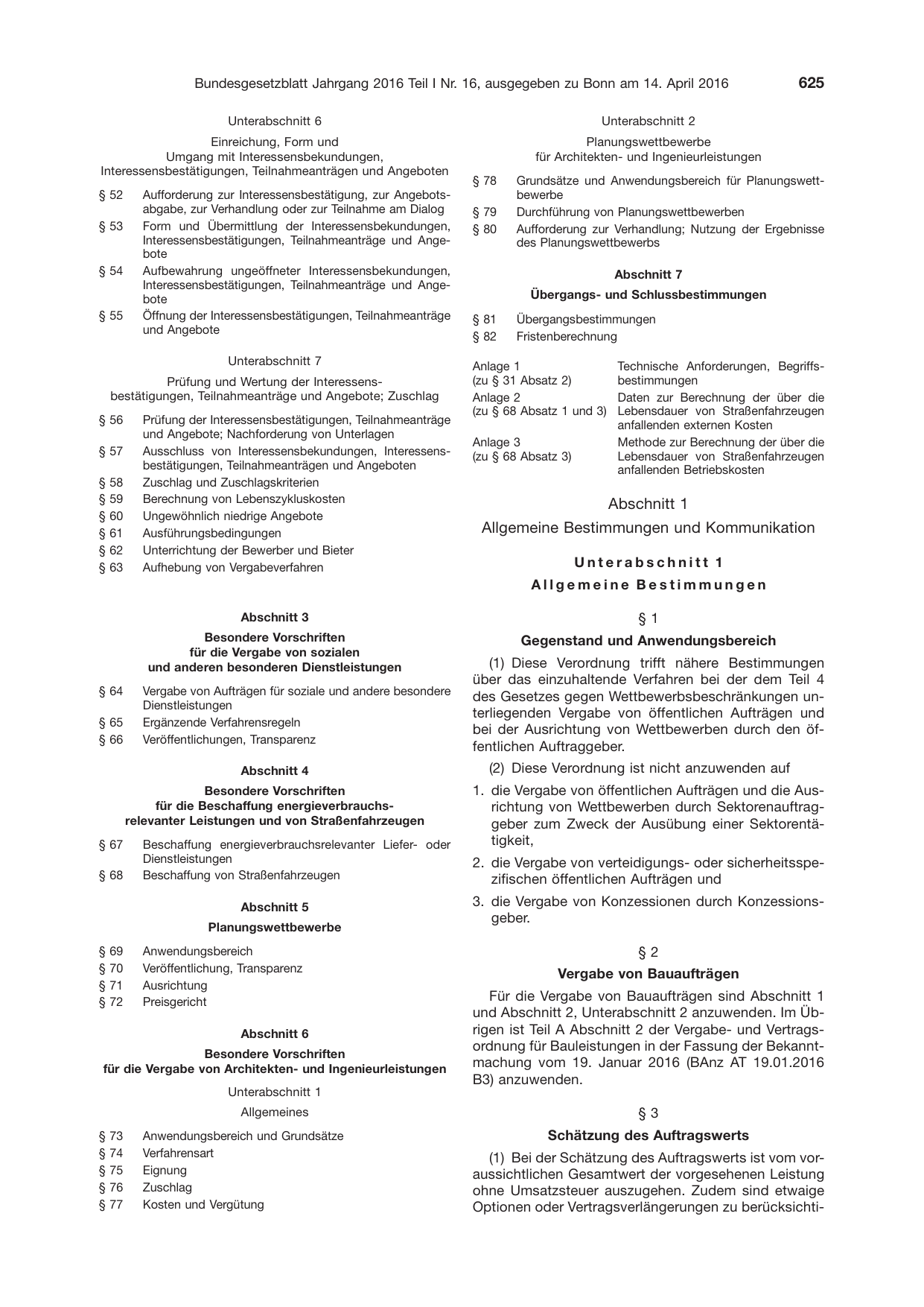 BGBl. 2016, Seite 625 — Originalseite als Abbildung