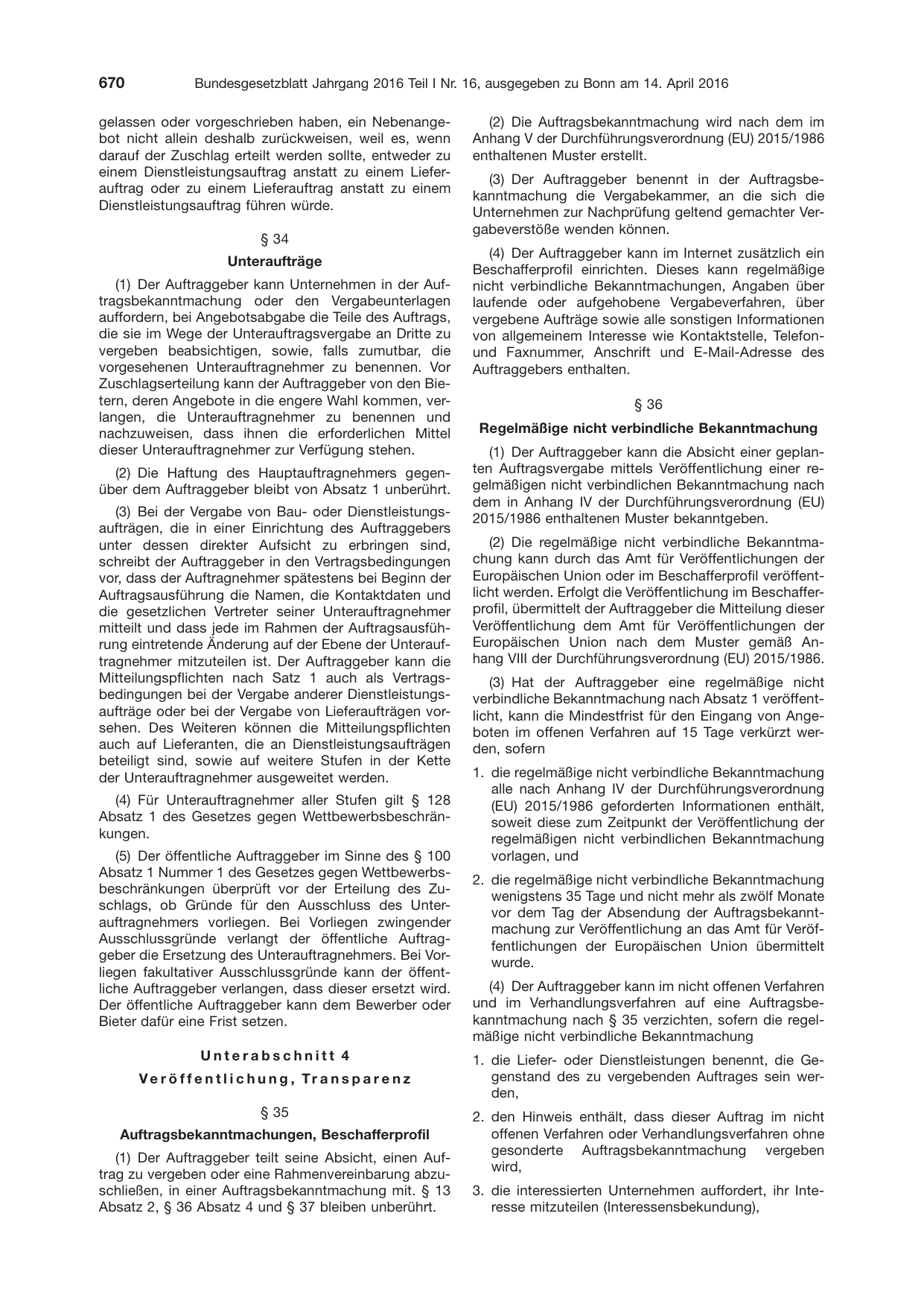BGBl. 2016, Seite 670 — Originalseite als Abbildung