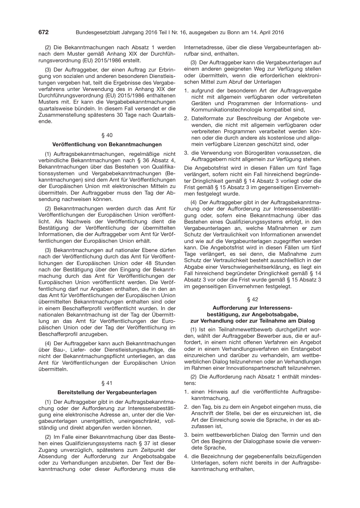 BGBl. 2016, Seite 672 — Originalseite als Abbildung