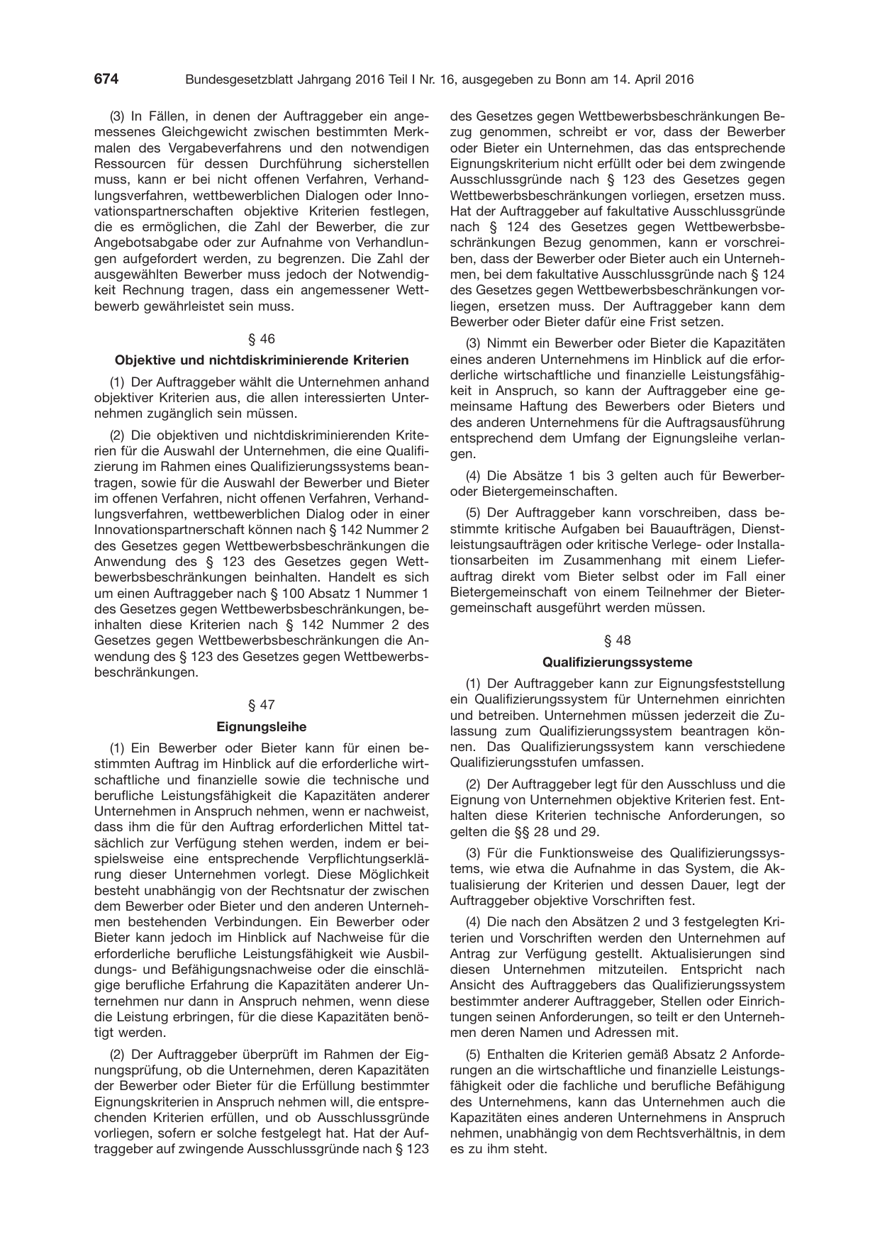 BGBl. 2016, Seite 674 — Originalseite als Abbildung