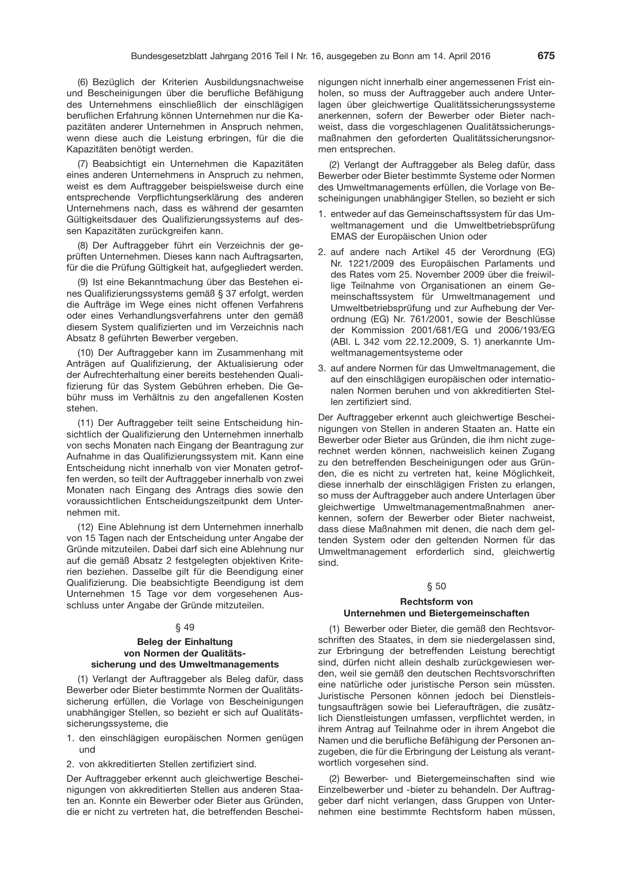 BGBl. 2016, Seite 675 — Originalseite als Abbildung