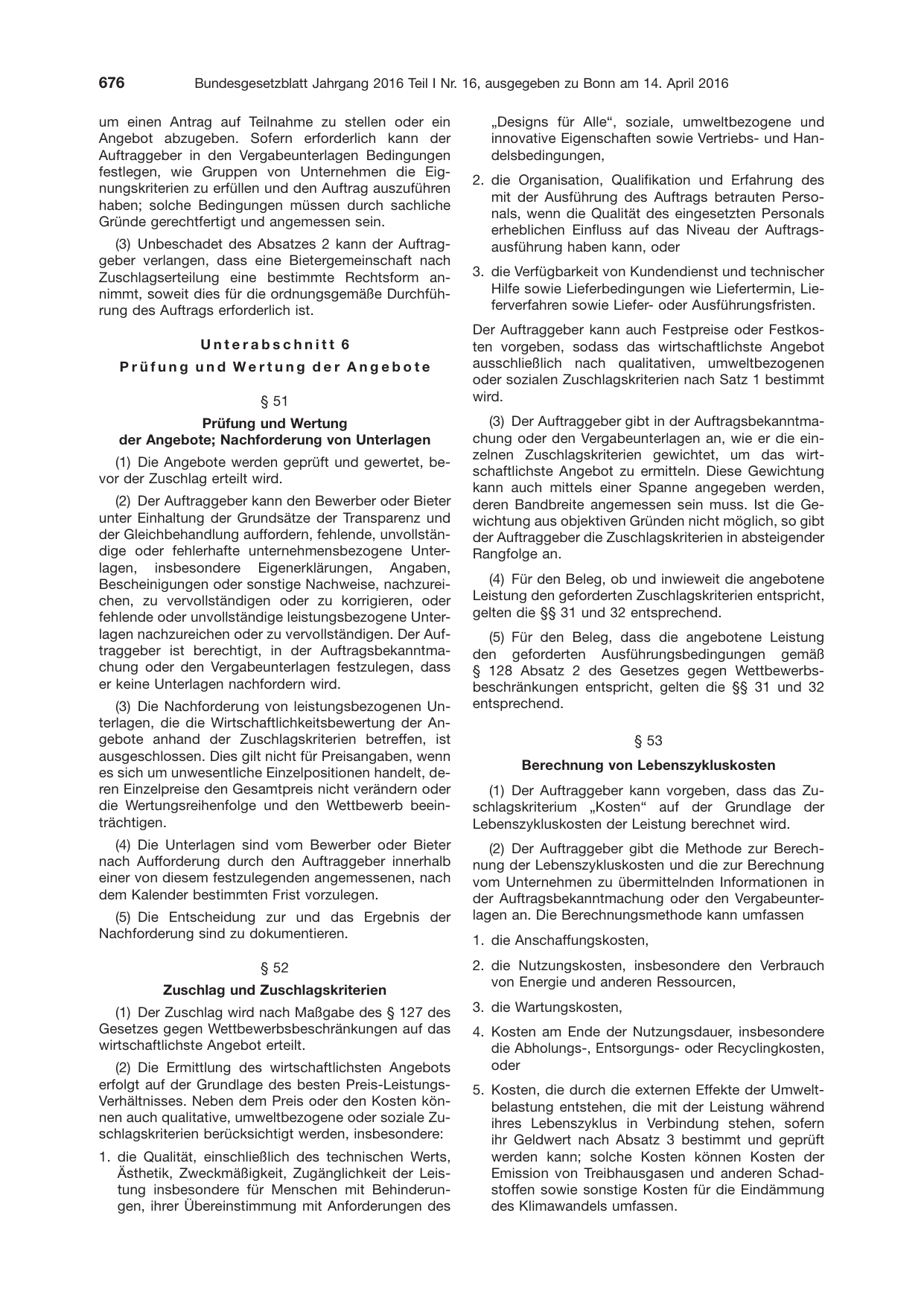 BGBl. 2016, Seite 676 — Originalseite als Abbildung