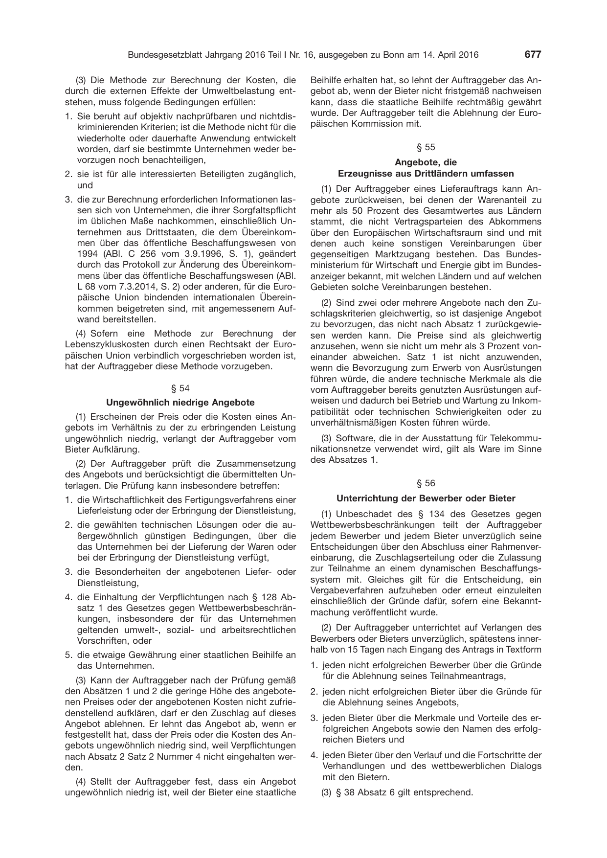 BGBl. 2016, Seite 677 — Originalseite als Abbildung