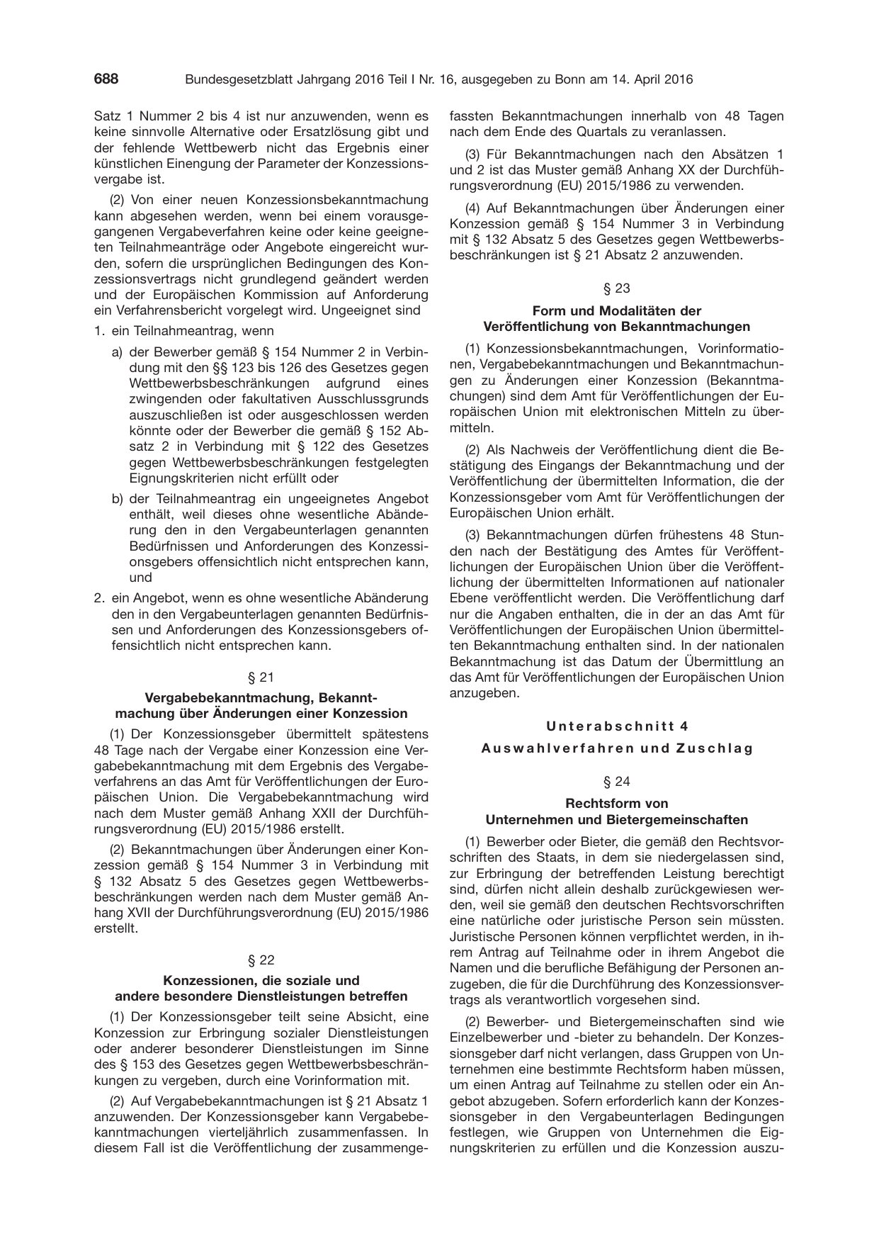 BGBl. 2016, Seite 688 — Originalseite als Abbildung