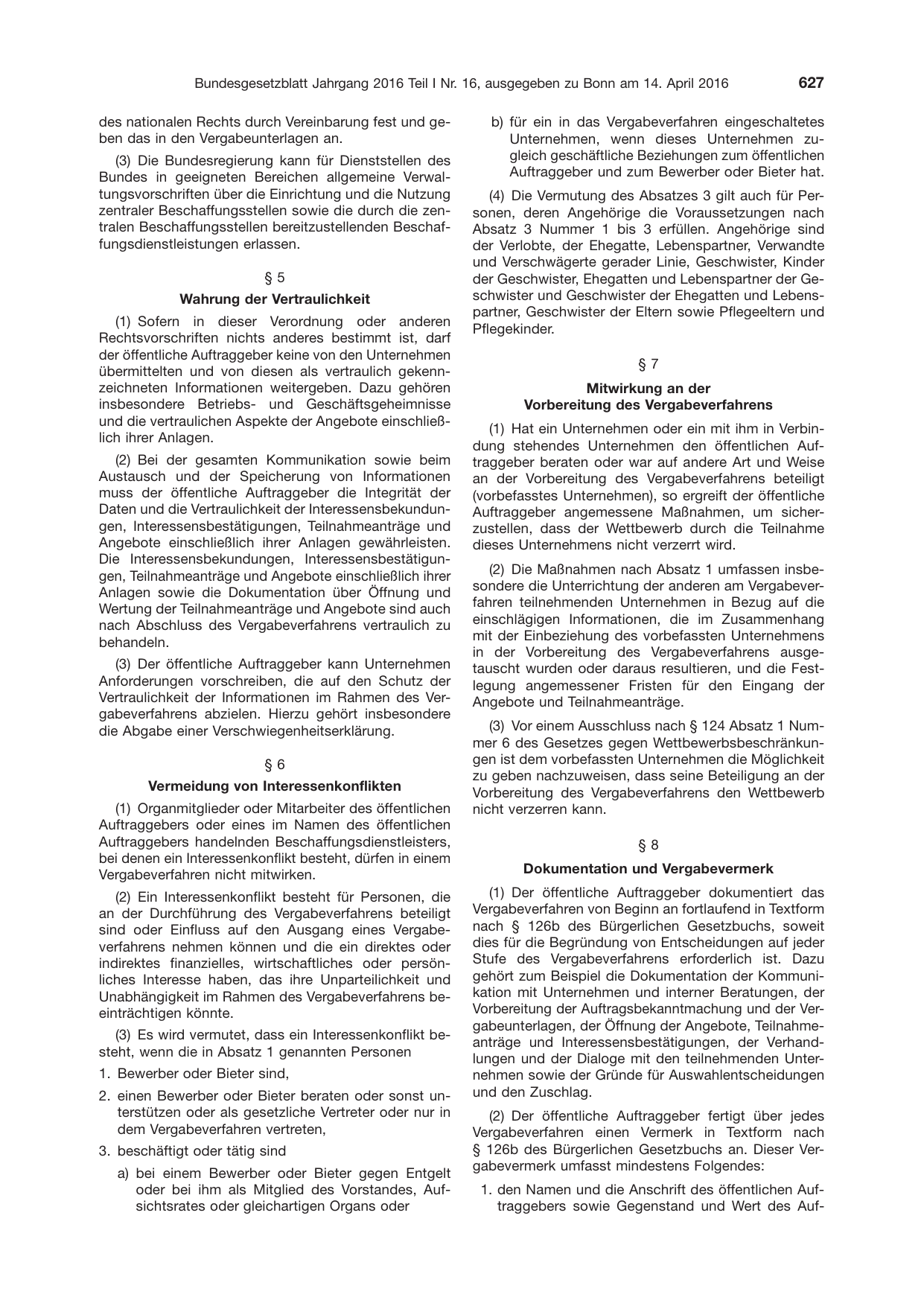 BGBl. 2016, Seite 627 — Originalseite als Abbildung