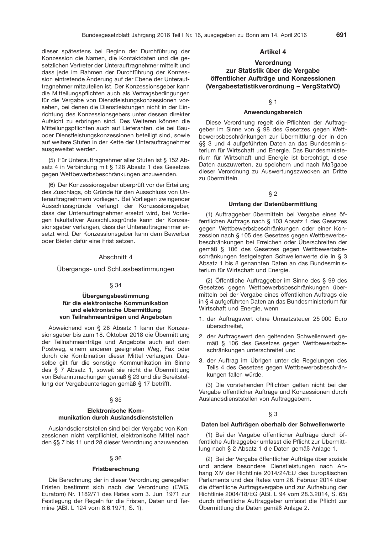 BGBl. 2016, Seite 691 — Originalseite als Abbildung