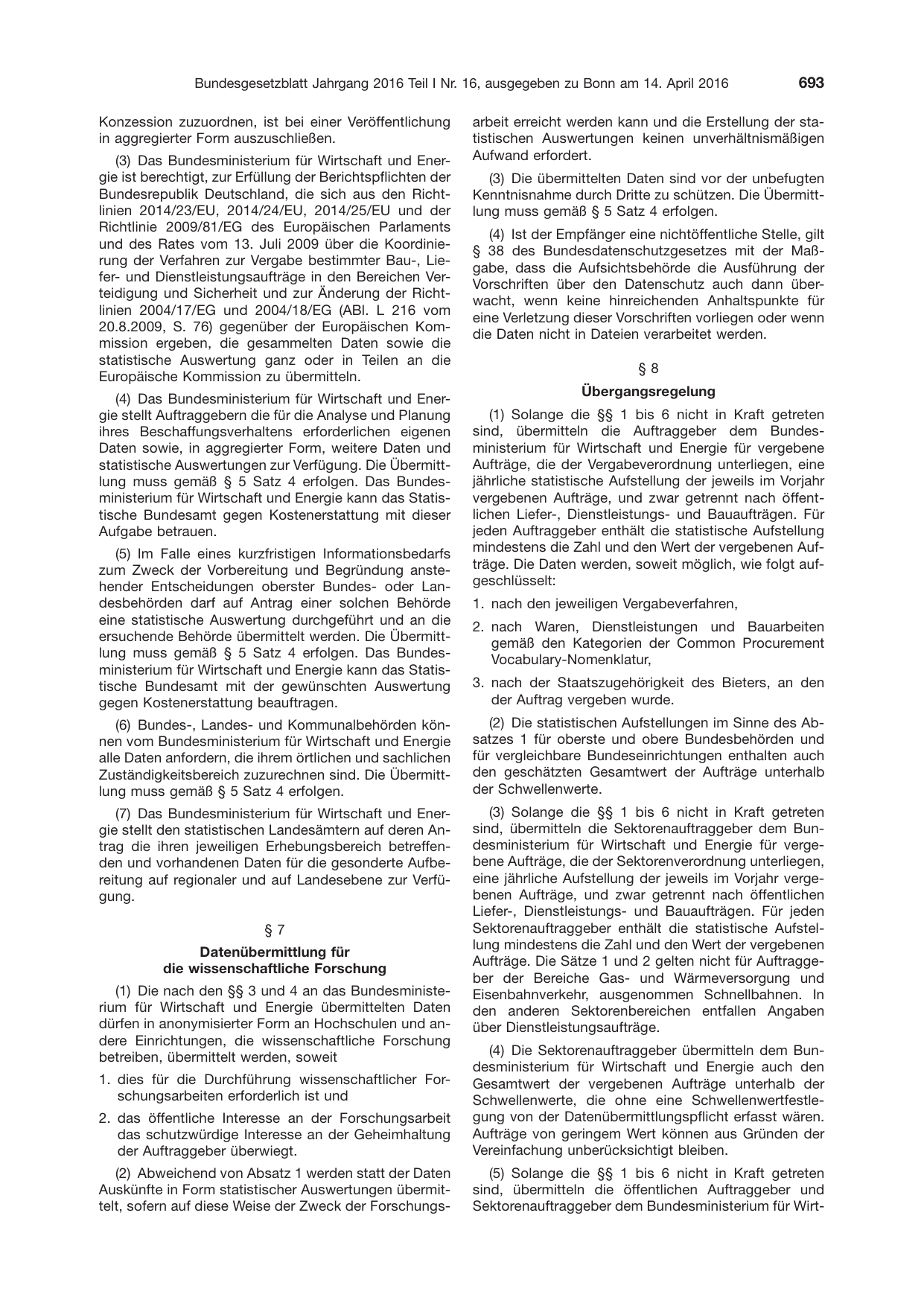 BGBl. 2016, Seite 693 — Originalseite als Abbildung