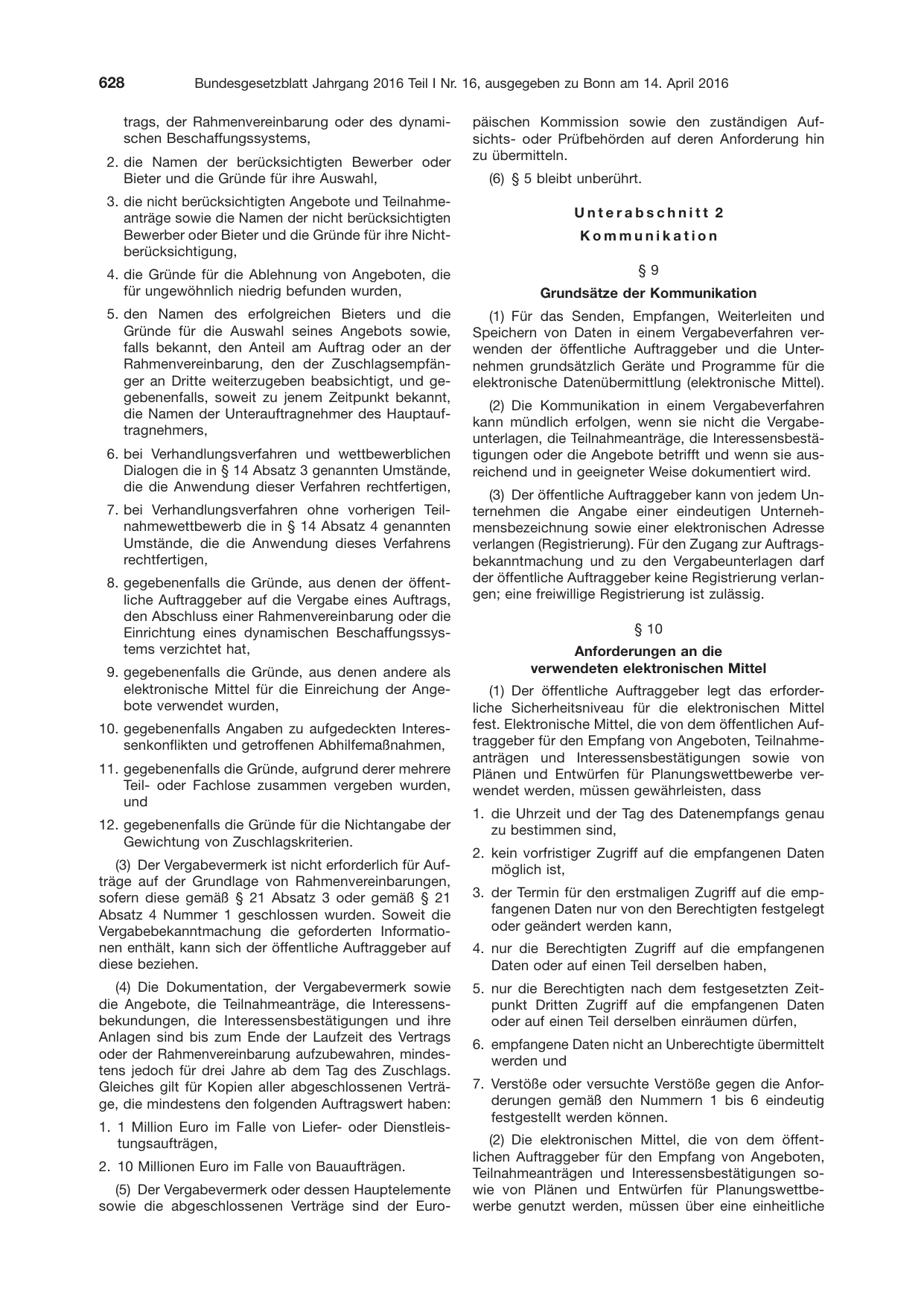 BGBl. 2016, Seite 628 — Originalseite als Abbildung