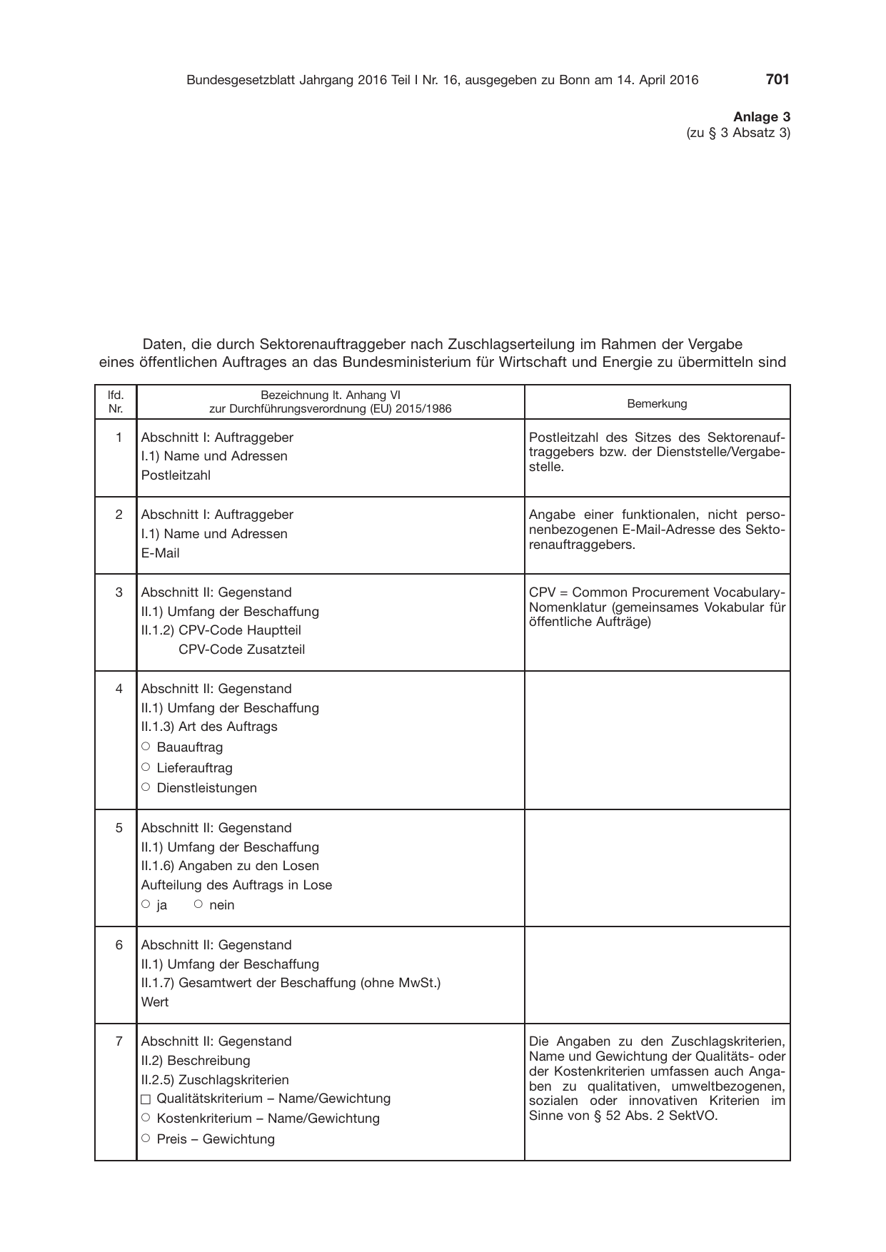 BGBl. 2016, Seite 701 — Originalseite als Abbildung