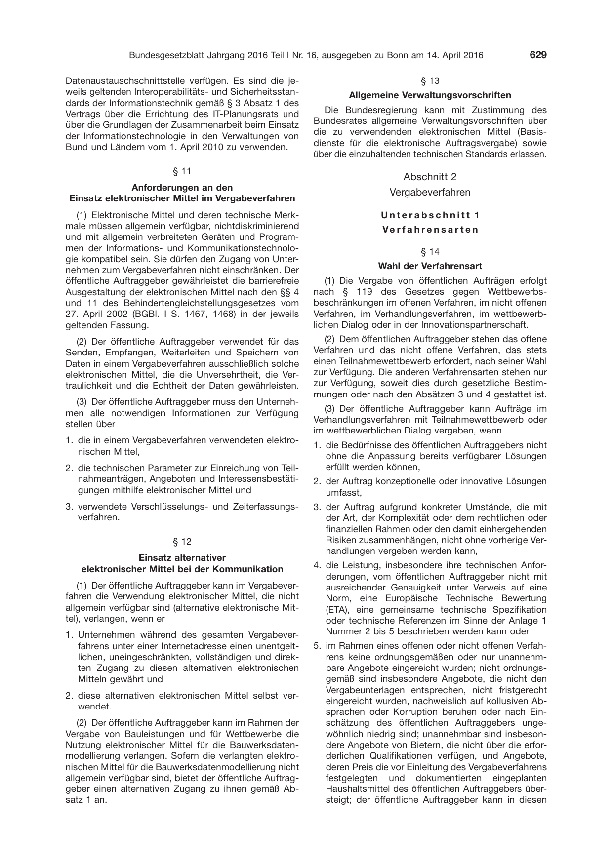 BGBl. 2016, Seite 629 — Originalseite als Abbildung