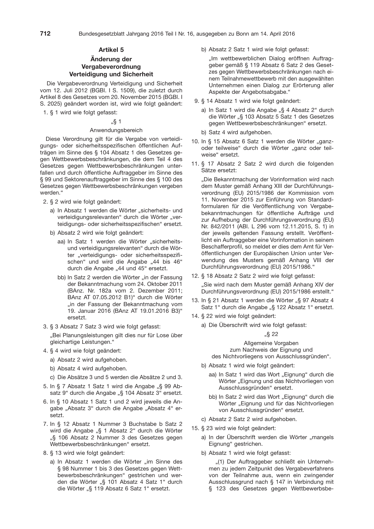 BGBl. 2016, Seite 712 — Originalseite als Abbildung