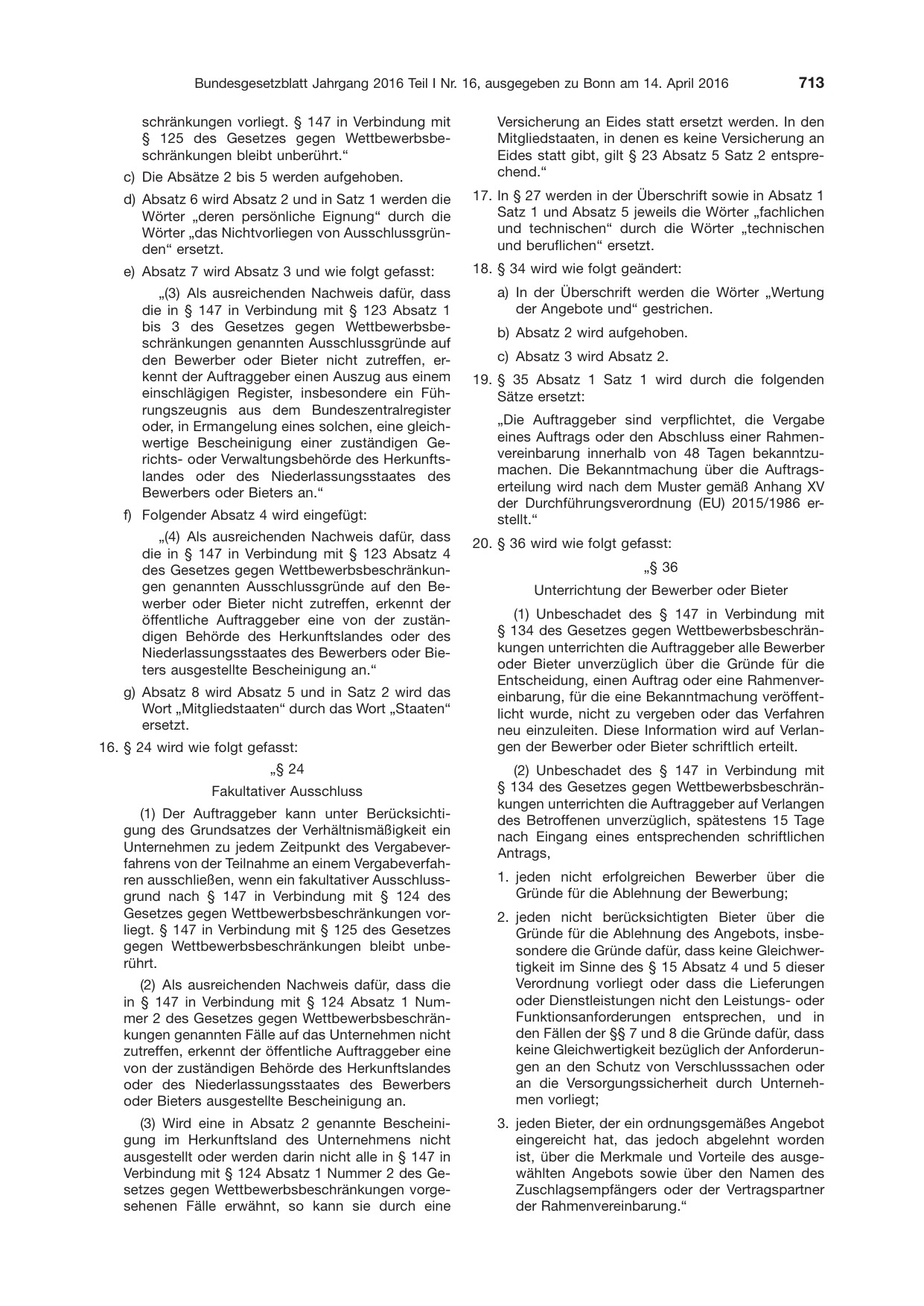 BGBl. 2016, Seite 713 — Originalseite als Abbildung