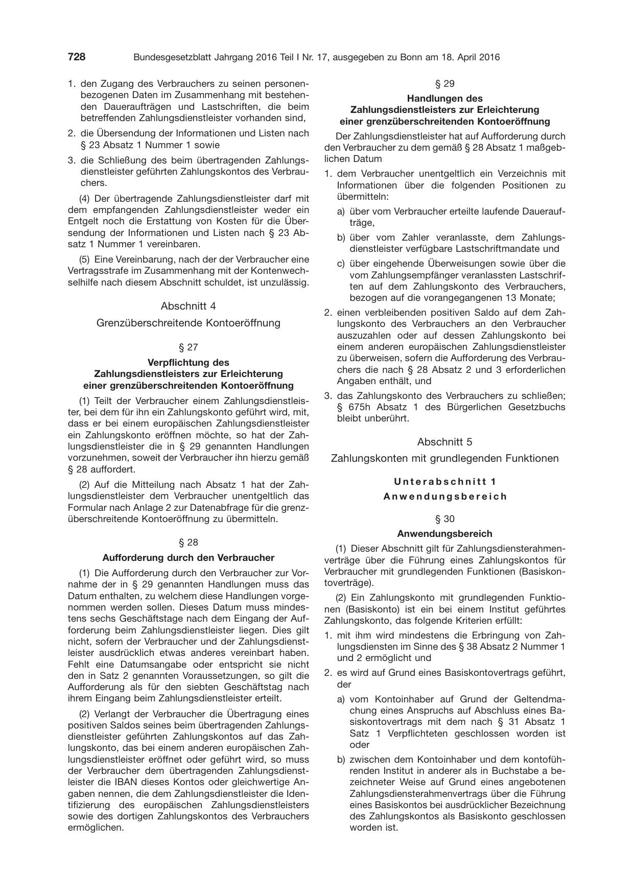 BGBl. 2016, Seite 728 — Originalseite als Abbildung