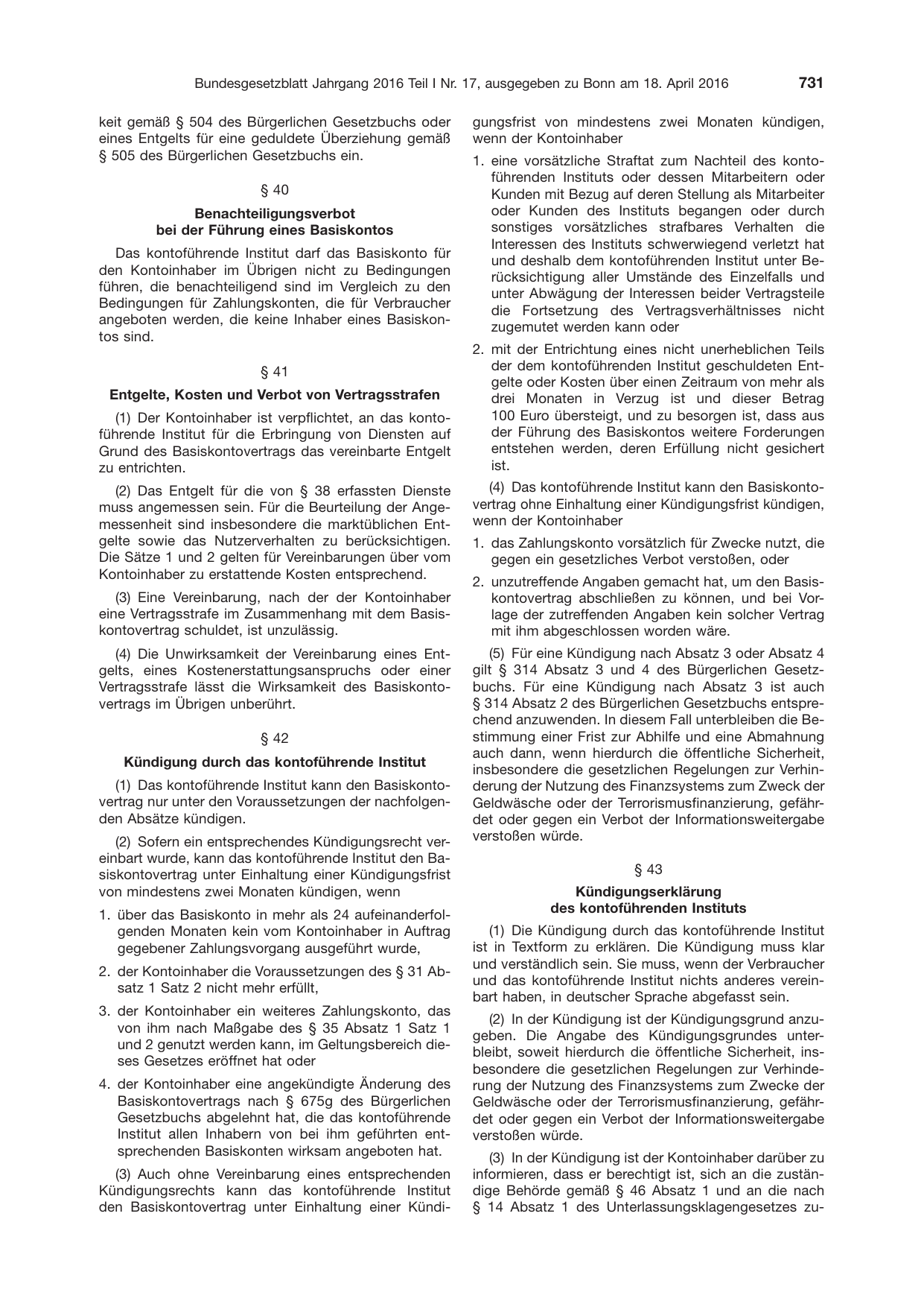 BGBl. 2016, Seite 731 — Originalseite als Abbildung