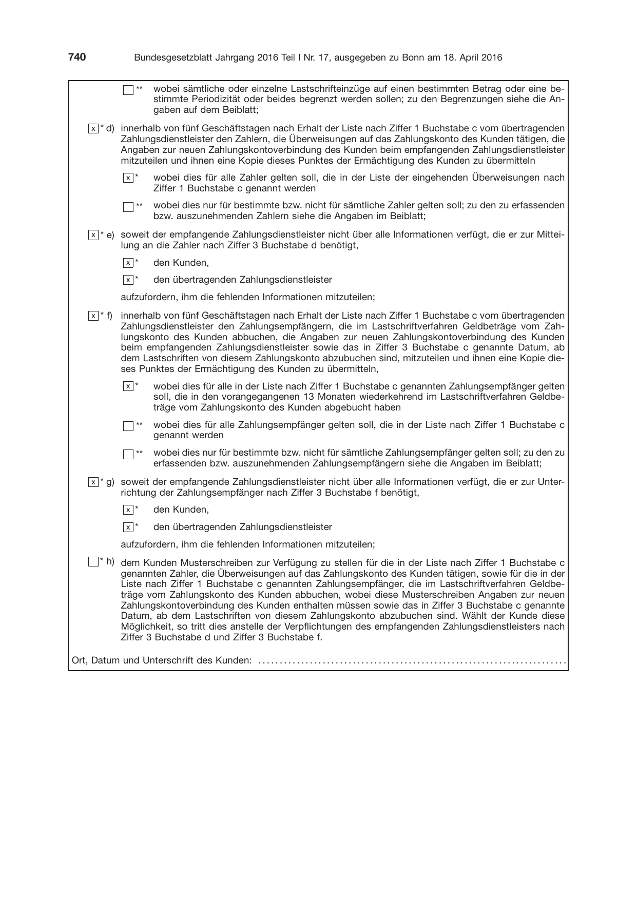 BGBl. 2016, Seite 740 — Originalseite als Abbildung
