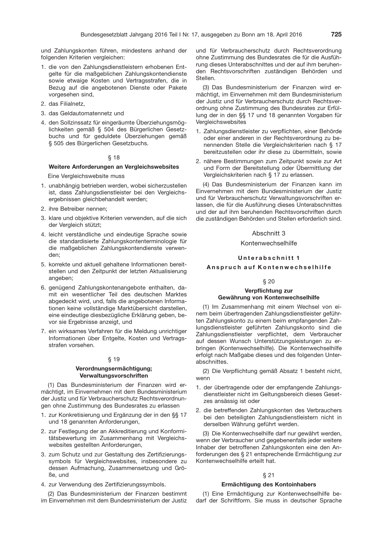 BGBl. 2016, Seite 725 — Originalseite als Abbildung