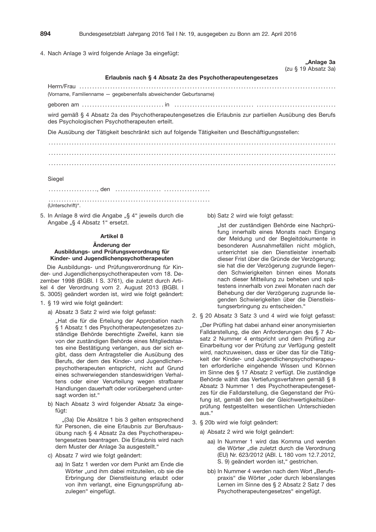 BGBl. 2016, Seite 894 — Originalseite als Abbildung