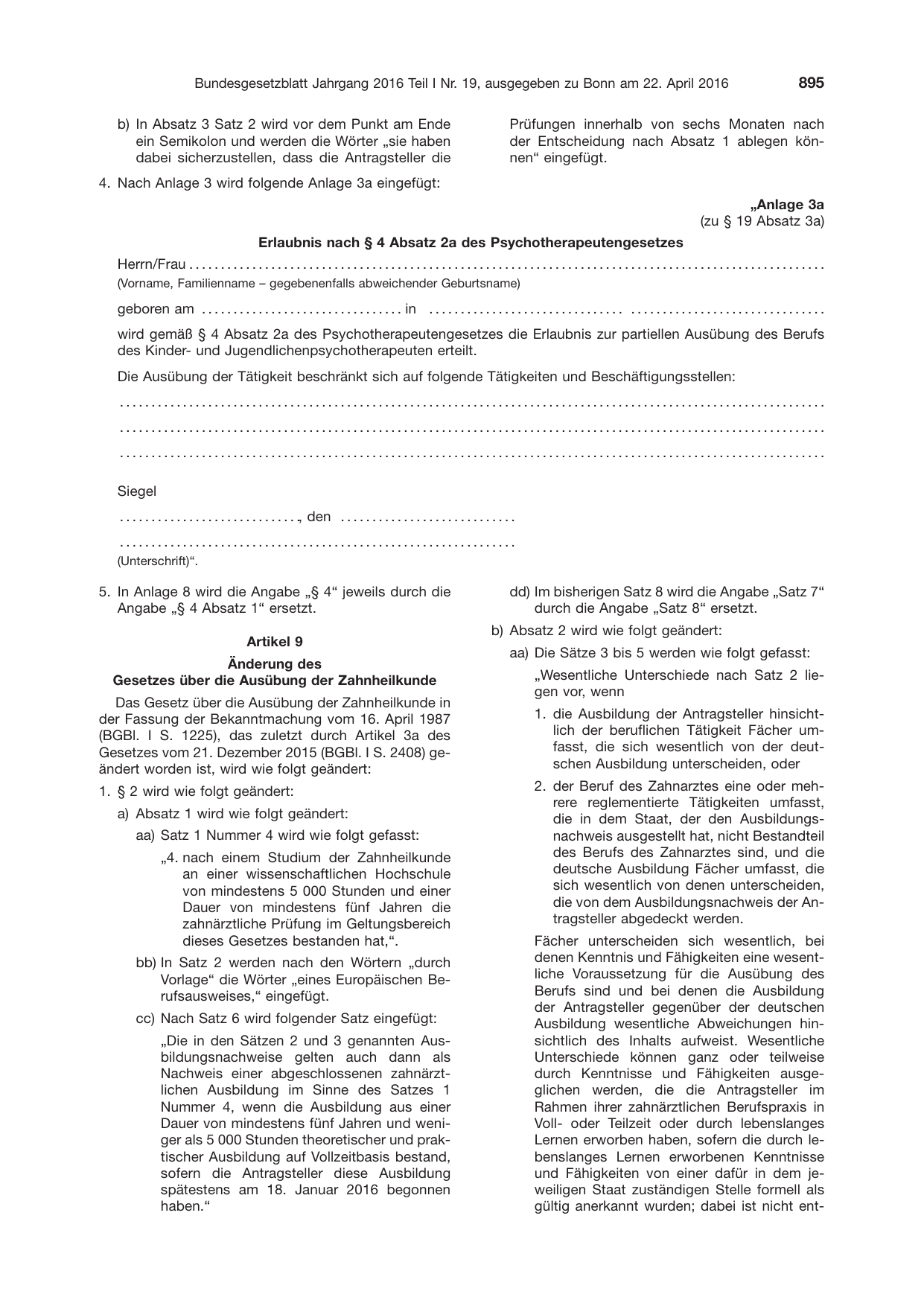 BGBl. 2016, Seite 895 — Originalseite als Abbildung