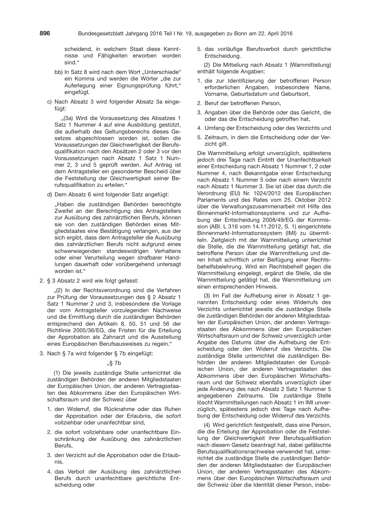 BGBl. 2016, Seite 896 — Originalseite als Abbildung