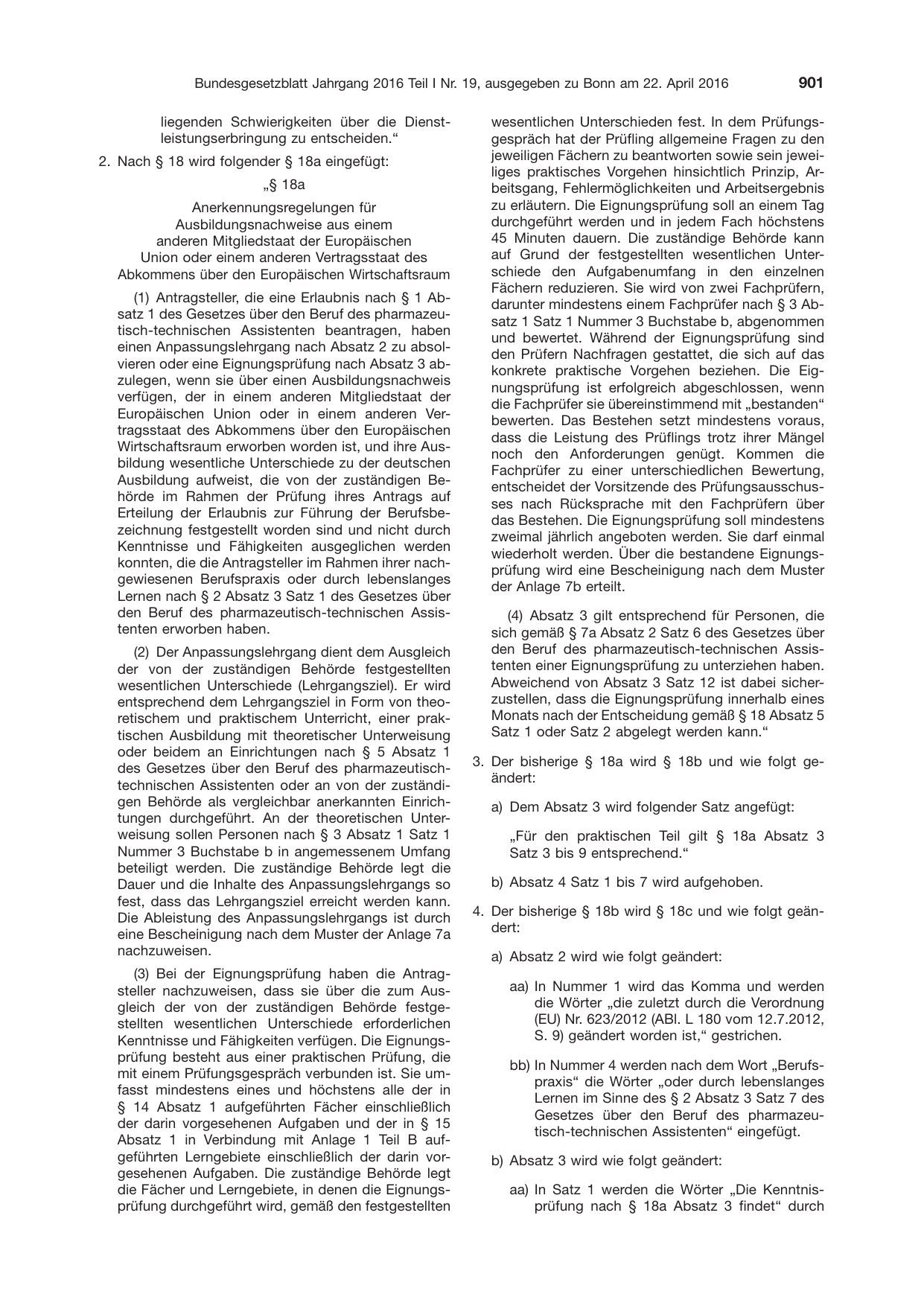 BGBl. 2016, Seite 901 — Originalseite als Abbildung