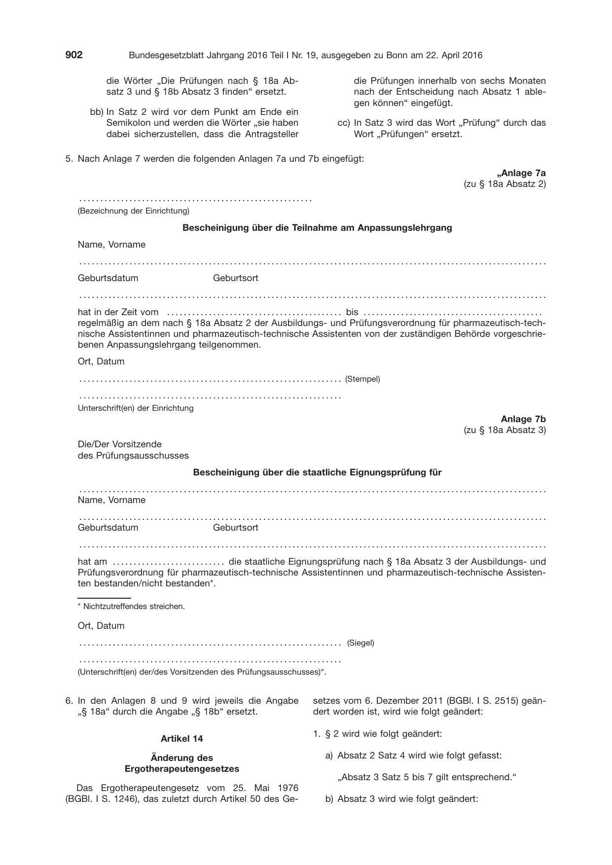 BGBl. 2016, Seite 902 — Originalseite als Abbildung