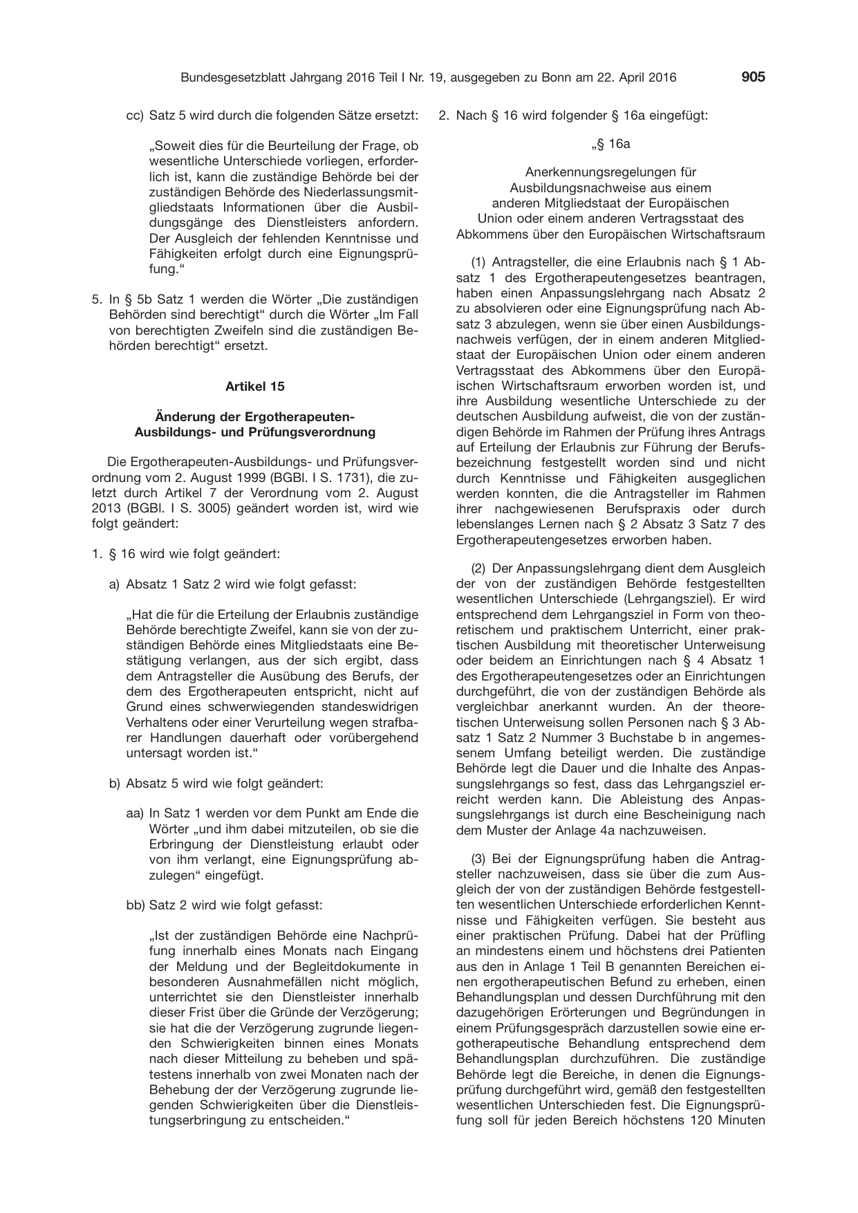 BGBl. 2016, Seite 905 — Originalseite als Abbildung