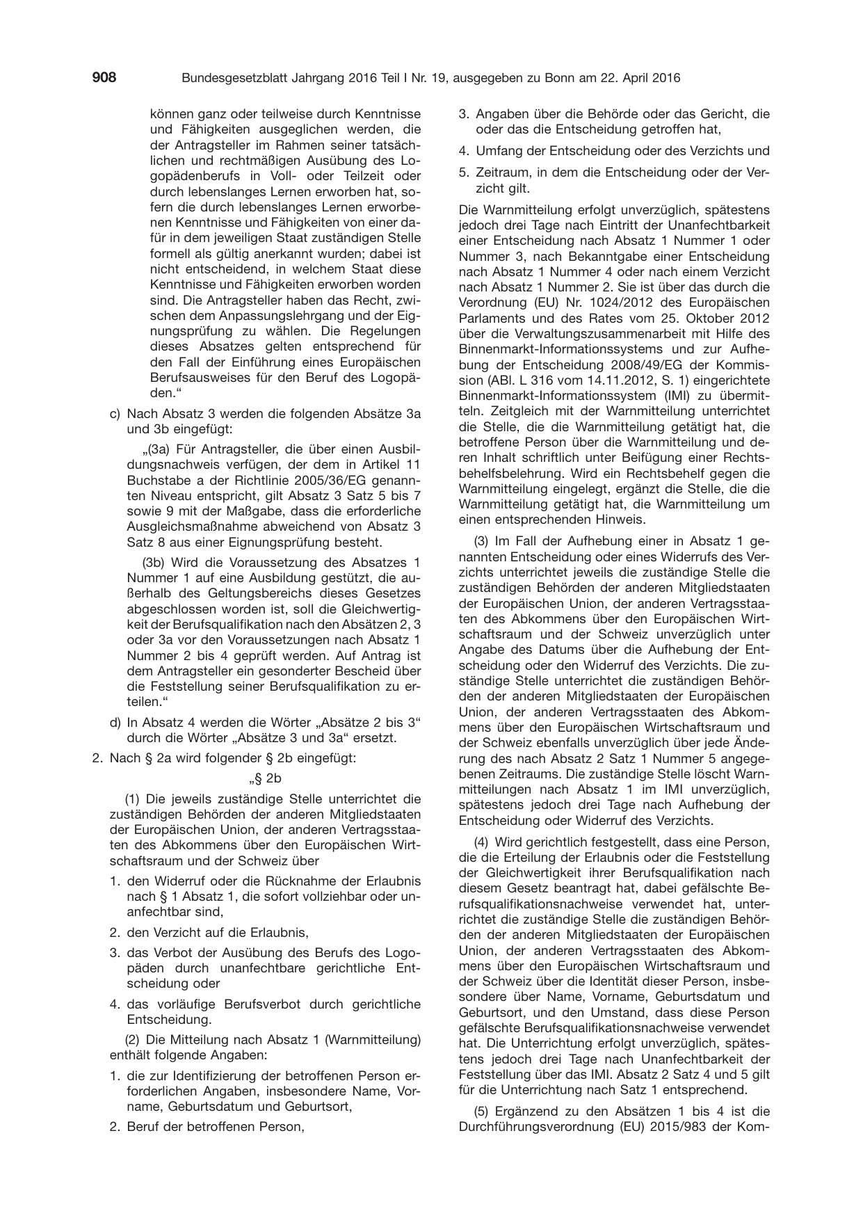BGBl. 2016, Seite 908 — Originalseite als Abbildung