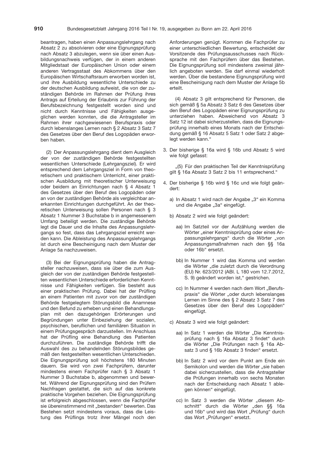 BGBl. 2016, Seite 910 — Originalseite als Abbildung