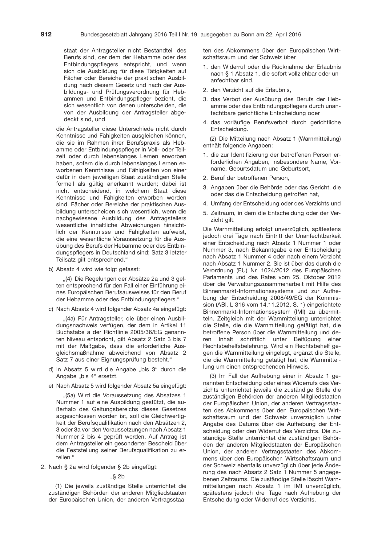 BGBl. 2016, Seite 912 — Originalseite als Abbildung