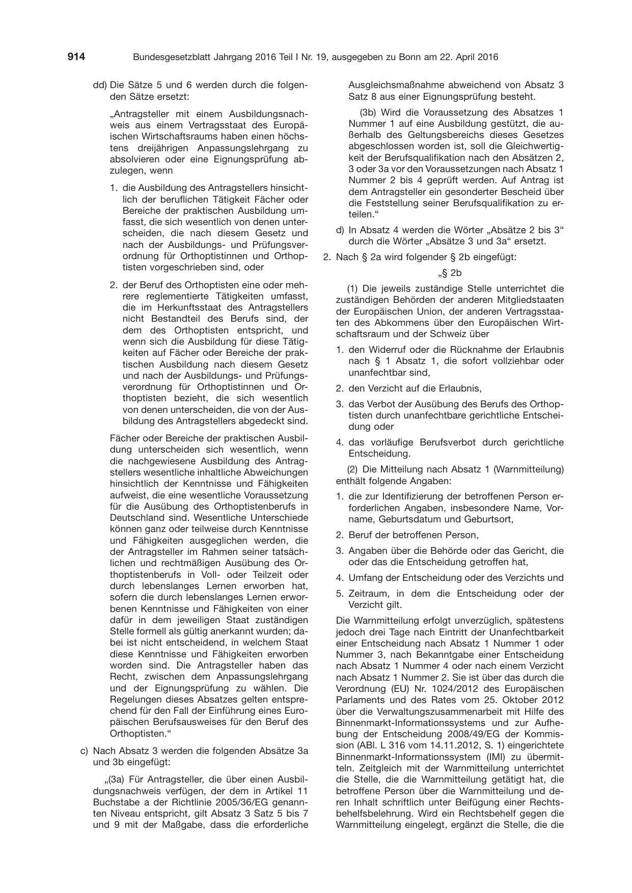 BGBl. 2016, Seite 914 — Originalseite als Abbildung
