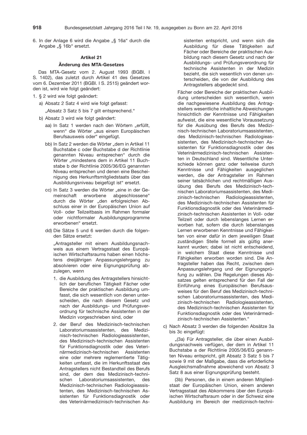 BGBl. 2016, Seite 918 — Originalseite als Abbildung